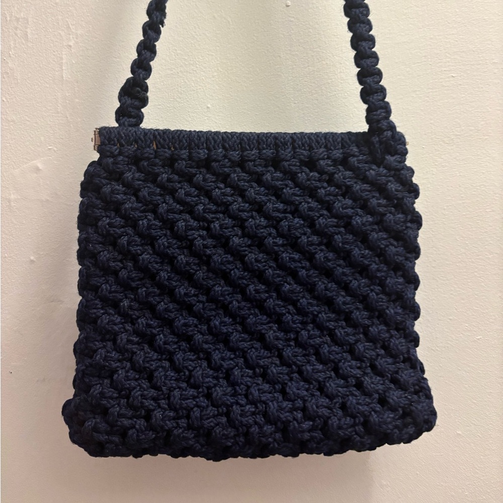 Vintage Handmade Blue Crochet Purse